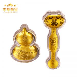 0.4克足金葫蘆如意擺件平安保險(xiǎn)會銷禮品